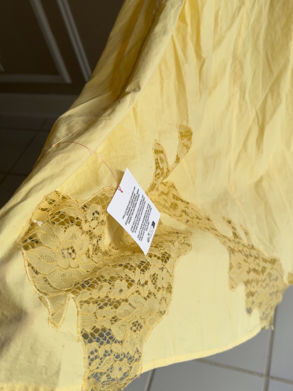 Topshop cutwork poplin midi maxi in lemon Lace-Trim Dress dropped waist - Picture 7 of 8